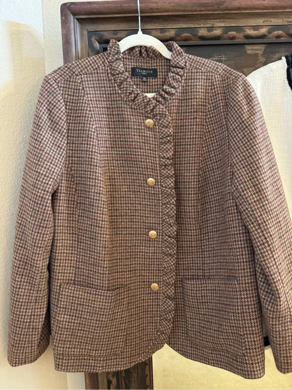 Talbots Brown & Tan Houndstooth Blazer, 16W